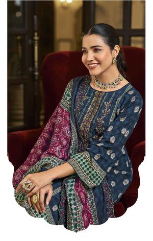 DRAVINAM Trends Women's Unstitched Salwar Suit Dress Material - Cotton Digital Printed Organza Embroidered Kameez II Unstitch Bottoms II Cotton Dupatta
