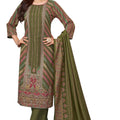 DRAVINAM Trends Kurti 2.50 mtrs,Pure Viscose Reyon Solid (2.7 m),Pure Viscose Silk Designer Print Dupatta (2.25 m)|Green