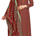 DRAVINAM Trends Women's Unstitched dobby Print Woollen Pashmina Embroidered Salwar Suit Dress Material with Pashmina Printed Shawl Dupatta (Free Size_Rust)