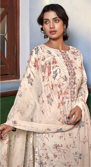 DRAVINAM Trends Women's Cotton Embroidered Unstitiched Salwar Suit Material