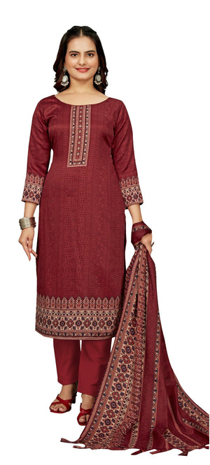 DRAVINAM Trends Women's Unstitched Winter Wear Digital Printed Heavy Woolen Pashmina Salwar Suit Dress Material with Printed Shawl Dupatta