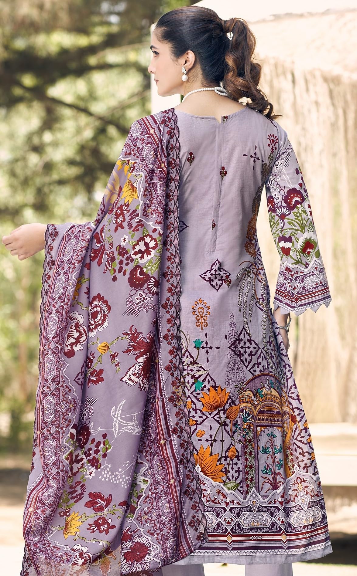 DRAVINAM Trends Women's Unstitched Salwar Suit Dress Material - Cotton Digital Printed Organza Embroidered Kameez II Unstitch Bottoms II Cotton Dupatta