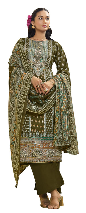 DRAVINAM Trends Women's Unstitched Salwar Suit Dress Material - Cotton Digital Printed Organza Embroidered Kameez II Unstitch Bottoms II Cotton Dupatta