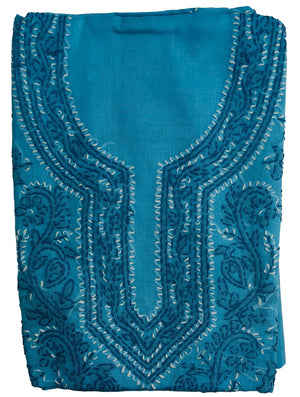 DRAVINAM Trends Women’s Cotton Unstitched Chikankari Suit Set with Dupatta & Bottom | Hand-Embroidered Lucknowi Dress Material | Premium Ethnic Wear for Women | Free Size (3-Piece)