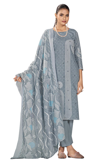 DRAVINAM Trends Women's Unstitched Salwar Suit Dress Material - Cotton Digital Printed Organza Embroidered Kameez II Unstitch Bottoms II Cotton Dupatta