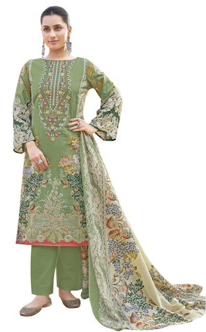 DRAVINAM Trends Women's Unstitched Premium Cambric Cotton Embroidered Printed Suit Material