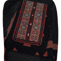 DRAVINAM Trends Women's Pure Cotton Geometric Handblock Printed Unstitched Salwar Suit Dress Material with Mirror Work Neck & Mulmul Dupatta (Black)