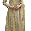 DRAVINAM Trends Women's Unstitched Digital Print Fancy Embroidered Pure Viscose Maslin Salwar Suit Dress Material with Printed Pure Maslin Chuni/Dupatta (Yellow)