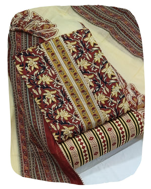 DRAVINAM Trends Women's Jaipuri Printed Embroidered and Hand Work Premium Cambric Cotton Unstitched Salwar Suit Dress Material with Mulmul Cotton Dupatta