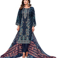 DRAVINAM Trends Lawn Cotton Pakistani Embroidered Suit Dress Material with Unstitched Bottoms and Cotton Dupatta