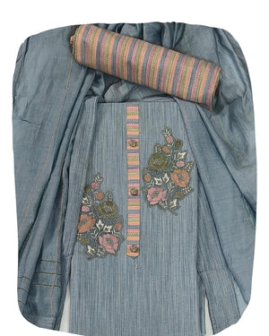 DRAVINAM Trends Women's Cotton Floral Printed Unstitched Suit Set with Embroidered Pin-Tuck Yoke & Soft Silk Dupatta