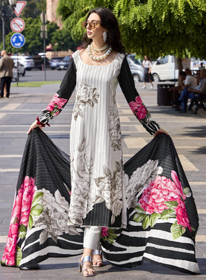 DRAVINAM Trends Women's Digital Printed Twill Wool Pashmina Unstitch Salwar Suit Dress Material with Digital Printed Woolen Warm Shawl Dupatta