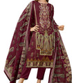 DRAVINAM Trends Unstitched Pakistani Print Embroidered Pure Cotton Salwar Suit Dress Materials with Cotton Dupatta