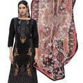 DRAVINAM Trends Women's Unstitched Jam Cotton Embroidered Suit Material - Jam Cotton Heavy Embroidered Cutwork Shirt II Rayon Bottoms II Cotton Printed Dupatta
