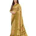 DRAVINAM Trends Women's Woven Kota Cotton Printed Check Saree with Satin Border and Blouse Piece (Beige Brown)