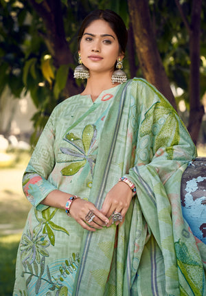 DRAVINAM Trends Women's Unstitched Salwar Suit Dress Material - Cotton Digital Printed Organza Embroidered Kameez II Unstitch Bottoms II Cotton Dupatta