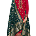DRAVINAM Trends Women's Dola Jacquard Double Zari Embroidered Unstitched Salwar Suit Dress Material with Dola Jacquard Double Jari Heavy Dupatta (Red)