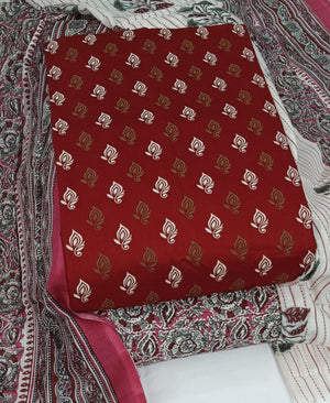 DRAVINAM Trends Women's Ethnic Pure Cotton Jaipuri Printed Unstitched Salwar Suit Dress Material with Dupatta