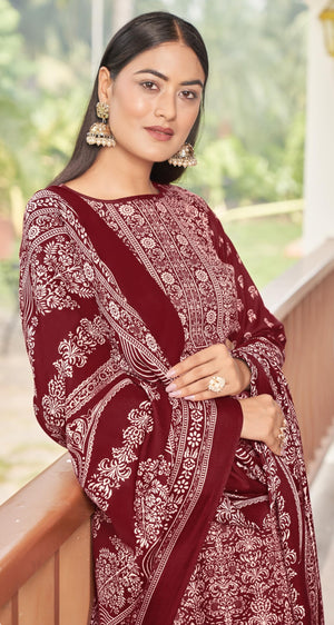 DRAVINAM Trends Women's Unstitched Winter Wear Kashmiri Kani Printed Heavy Woolen Pashmina Salwar Suit Dress Material with Digital Printed Printed Shawl Dupatta