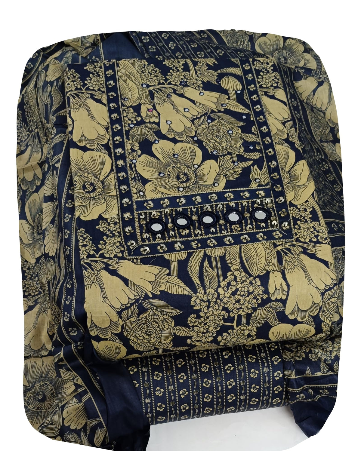DRAVINAM Trends Women's Printed Embroidered and Hand Work Premium Cotton Jaipuri Unstitched Salwar Suit Dress Material with Mulmul Cotton Dupatta