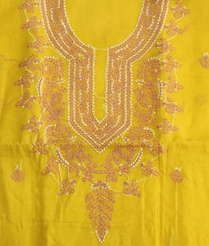 DRAVINAM Trends Women’s Cotton Unstitched Chikankari Suit Set with Dupatta & Bottom | Hand-Embroidered Lucknowi Dress Material | Premium Ethnic Wear for Women | Free Size (3-Piece)