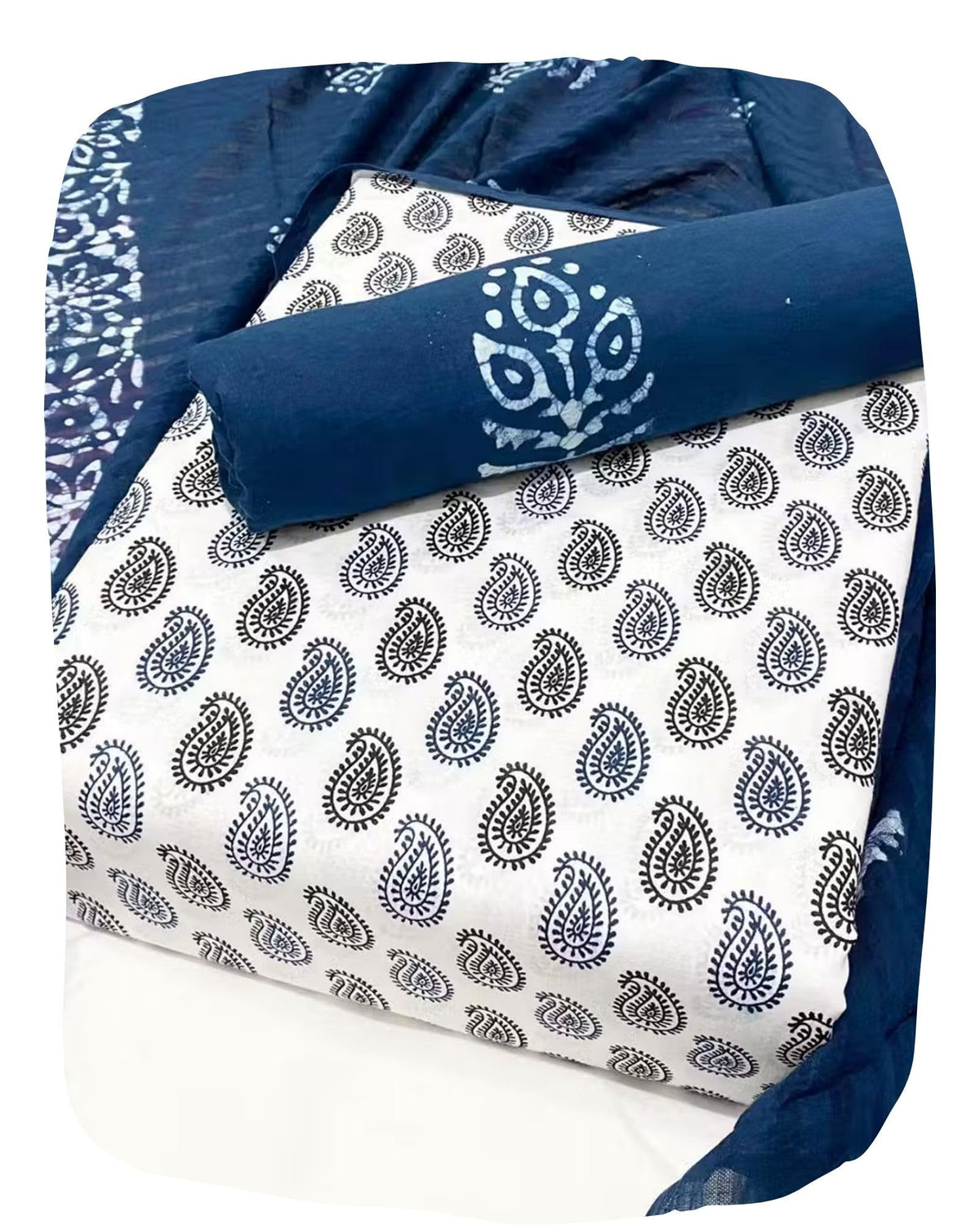 DRAVINAM Trends Unstitched Jaipuri Handmade Wax Batik Print Soft Cotton Dress Material with Dupatta