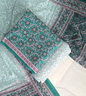 DRAVINAM Trends Jaipuri Print Cambric Cotton Unstitched Salwar Suit Dress Material for Women with Mulmul Cotton Dupatta