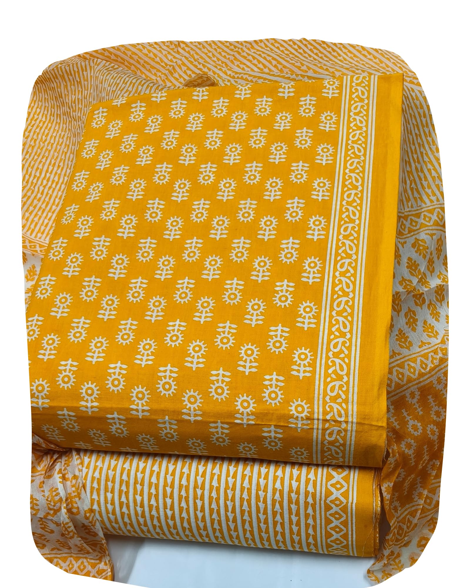 DRAVINAM Trends Jaipuri Print Cambric Cotton Unstitched Salwar Suit Dress Material for Women with Mulmul Cotton Dupatta