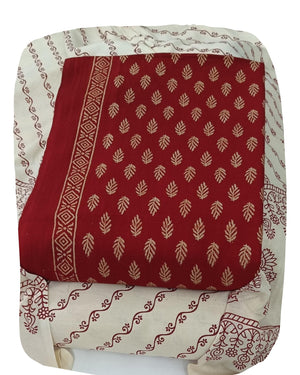 DRAVINAM Trends Women's Premium Cotton Unstitched Salwar Suit Dress Material Set | Traditional Rajasthani Gujari Block Print (Red & Mustard Yellow)