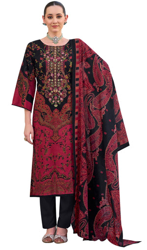 DRAVINAM Trends Women's Unstitched Salwar Suit Dress Material - Cotton Digital Printed Organza Embroidered Kameez II Unstitch Bottoms II Cotton Dupatta