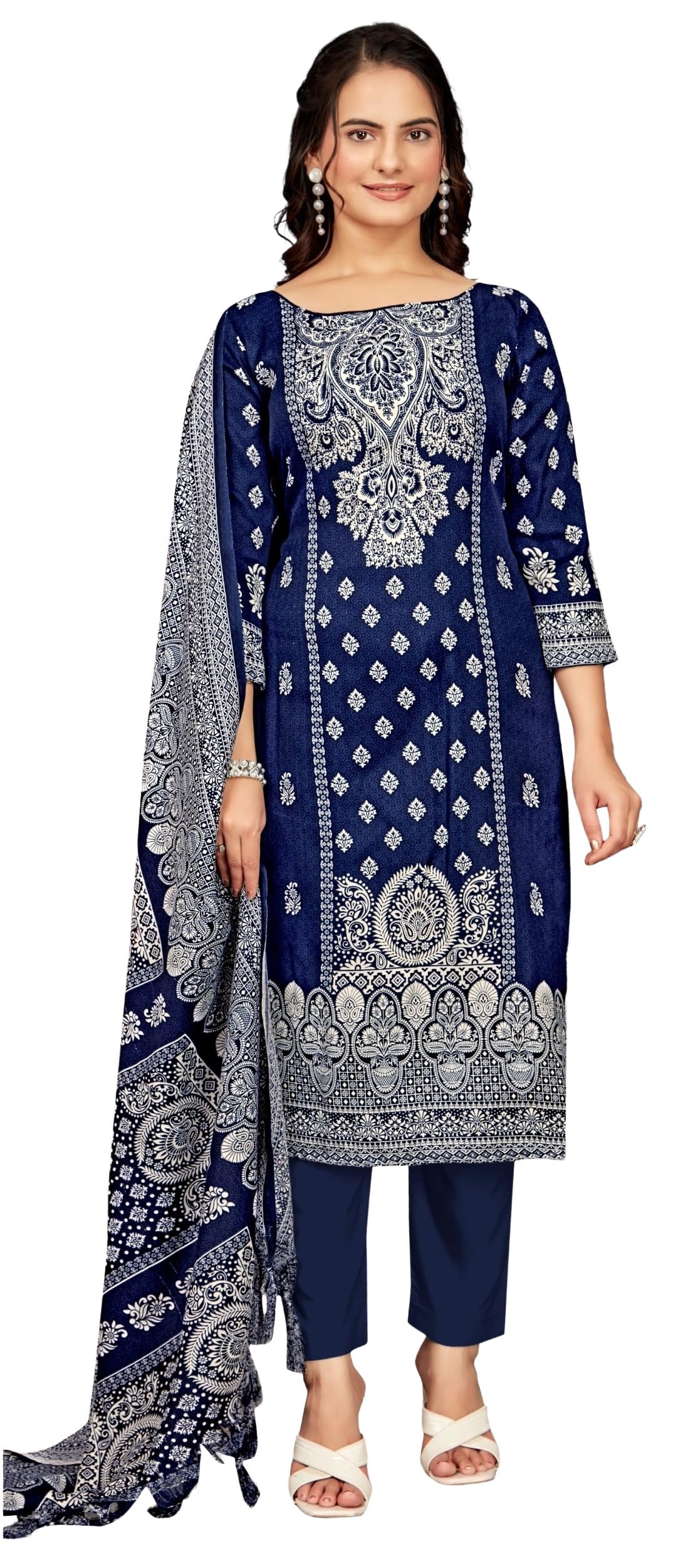 DRAVINAM Trends Women's Unstitched Winter Wear Digital Printed Heavy Woolen Pashmina Salwar Suit Dress Material with Printed Shawl Dupatta