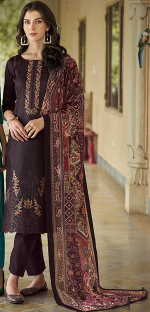 DRAVINAM Trends Women's Unstitched Jam Cotton Embroidered Suit Material - Jam Cotton Heavy Embroidered Cutwork Shirt II Rayon Bottoms II Cotton Printed Dupatta