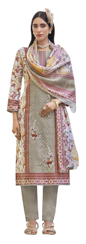 DRAVINAM Trends Women's Unstitched Salwar Suit Dress Material - Cotton Digital Printed Organza Embroidered Kameez II Unstitch Bottoms II Cotton Dupatta
