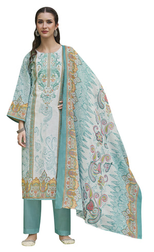 DRAVINAM Trends Kurti 2.50 mtrs, Pure Cotton Salwar (3 mtrs apx), Pure Cotton Mal Mal Print (2.30|Light Brown 1