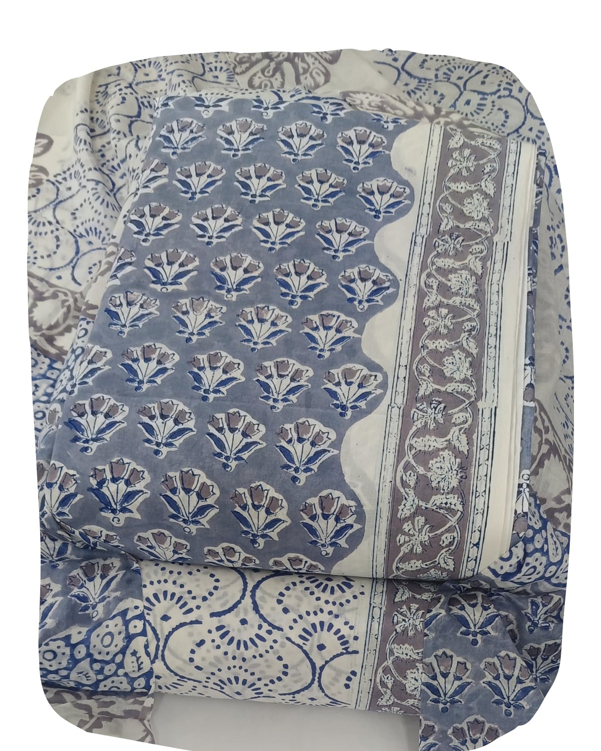 DRAVINAM Trends Hand Block Print Jaipuri Cambric Unstitched Cotton Suit Dress Material for Women with Mulmul Cotton Hand Printed Dupatta