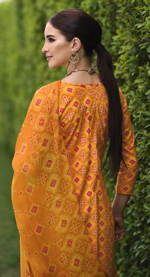DRAVINAM Trends Unstitched Printed Embroidered Rayon Salwar Suits Set with Chiffon Dupatta (Green)