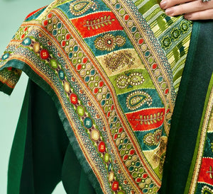 DRAVINAM Trends Women's Printed Woolen Pashmina Unstitch Salwar Suit Dress Material with Printed Woolen Warm Shawl Dupatta