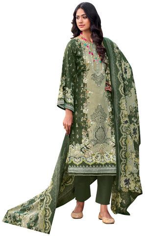 DRAVINAM Trends Women's Unstitched Jam Cotton Hand Embroidered Suit Material - Pure Jam Cotton Printed Hand Embroidered Kameez II Cotton Bottoms II Cotton Malmal Printed Dupatta