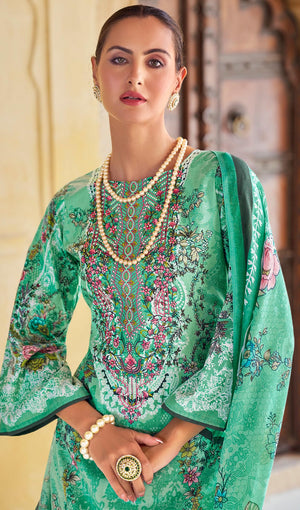 DRAVINAM Trends Unstitched Pakistani Embroidered Pure Cotton Salwar Suit Dress Materials with Cotton Dupatta