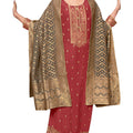 DRAVINAM Trends Women's Traditional Coral Silk Weaving Jacquard Unstitched Pakistani Salwar Suit Dress Material with Pure Coral Silk Weaving Jacquard Dupatta (Peach)