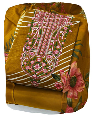 DRAVINAM Trends Women's Pure Cotton Unstitched Salwar Suit Dress Material Set | Pakistani Prints with Embroidery I Mulmul Dupatta