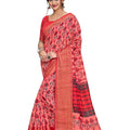 DRAVINAM Trends Women's Cotton Linen Jacquard Woven Broad Border Pattu Saree with Blouse Piece (Pattu SareeSRMN_44N_Peach Pink)