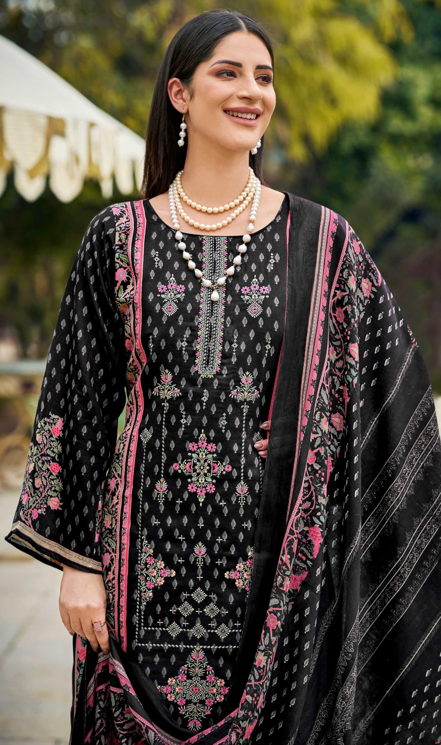 DRAVINAM Trends Kurti 2.50 mtrs,PURE COTTON SOLID DYED (2.7 m),PURE VISCOSE LAWN MULMUL DIGITAL PRINT BOX PALLU|Purple