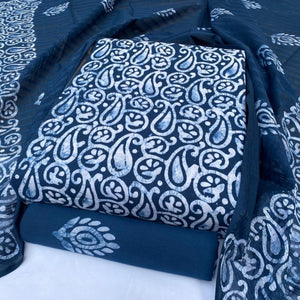 DRAVINAM Trends Unstitched Jaipuri Handmade Wax Batik Print Soft Cotton Dress Material with Dupatta