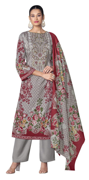 DRAVINAM Trends Women's Unstitched Premium Cambric Cotton Embroidered Suit Material