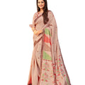 DRAVINAM Trends Women's Tussar Silk Printed Saree with Blouse Piece (SareeSRSha_10_Light Pink)