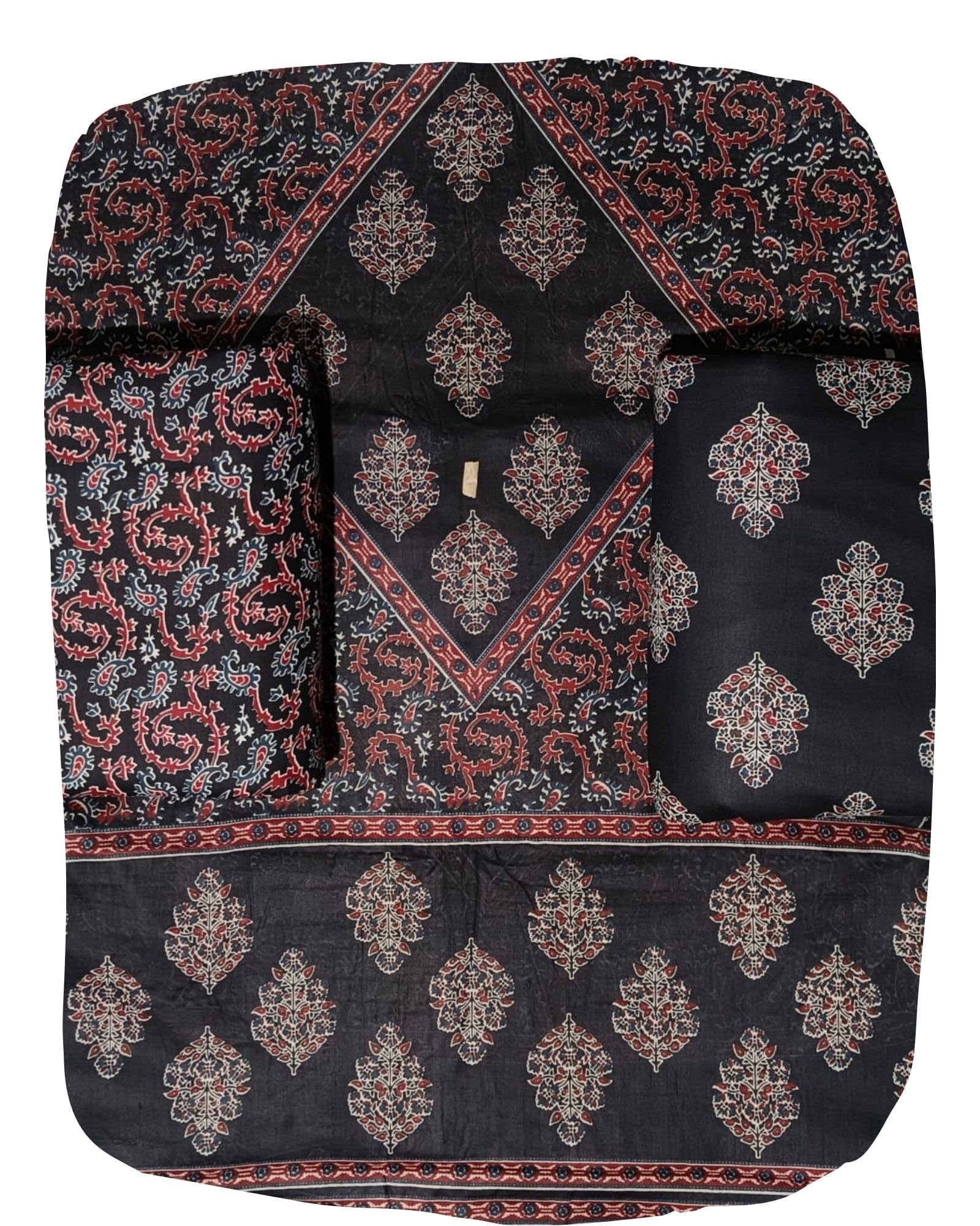 DRAVINAM Trends Jaipuri Print Cambric Cotton Unstitched Salwar Suit Dress Material for Women with Mulmul Cotton Dupatta
