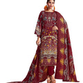 DRAVINAM Trends Cotton Pakistani Embroidered Suit Dress Material with Unstitched Bottoms and Cotton Dupatta