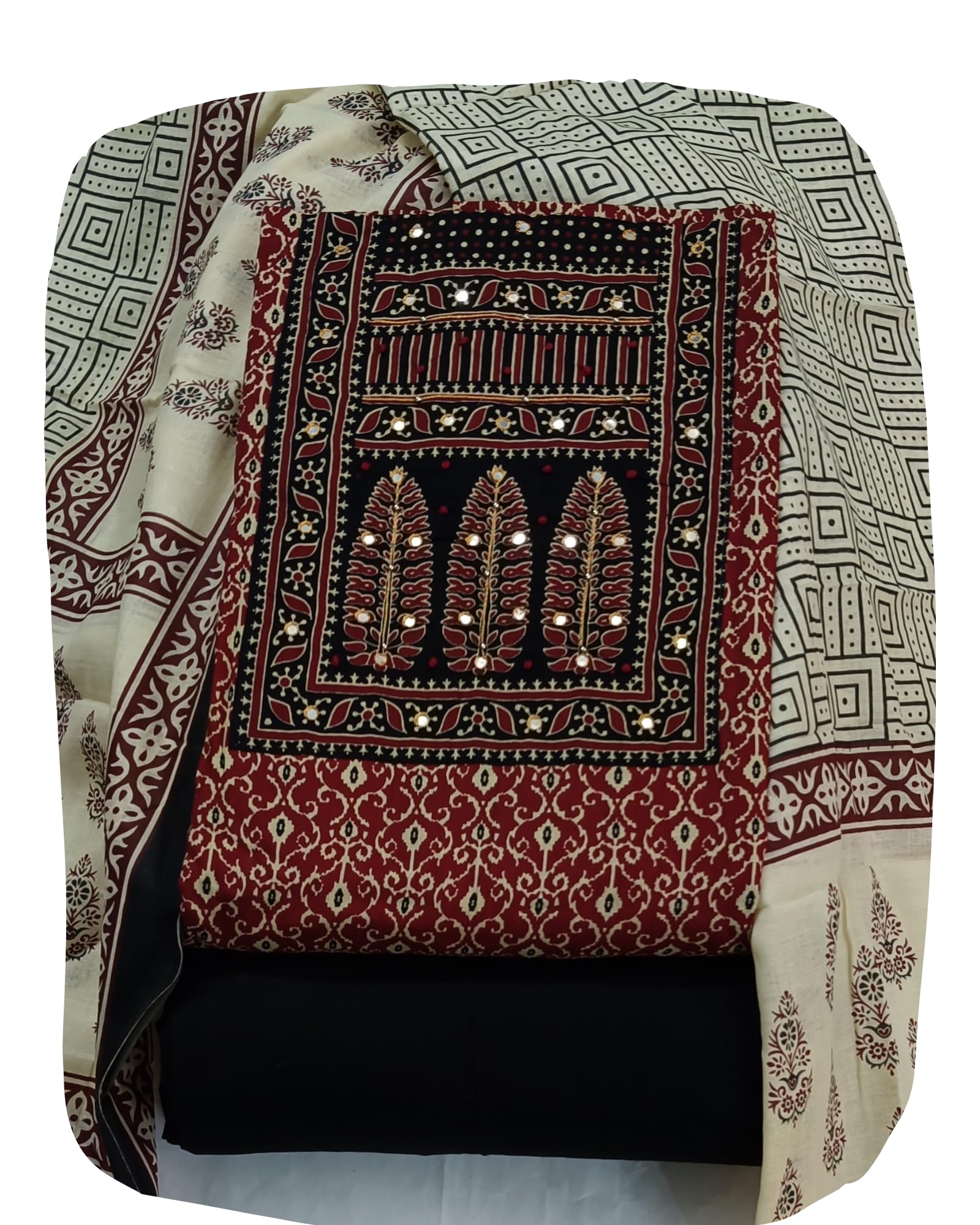DRAVINAM Trends Women's Ethnic Pure Cotton Jaipuri Printed Unstitched Salwar Suit Dress Material with Dupatta
