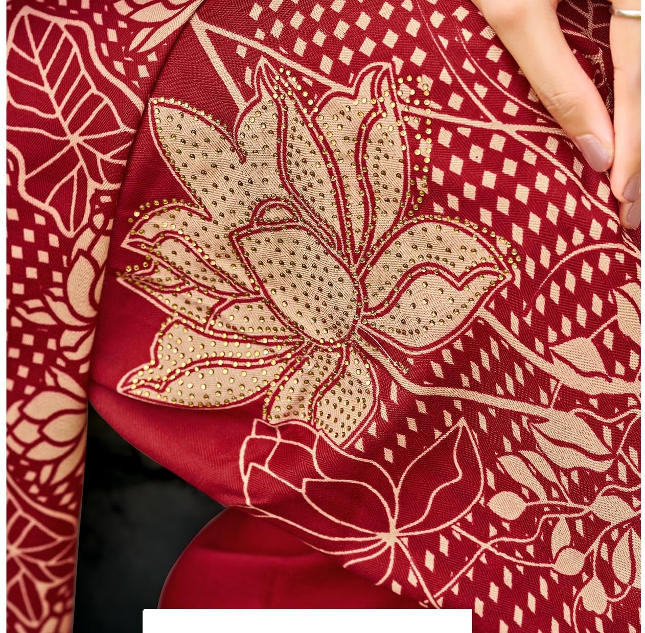 DRAVINAM Trends Women's Winter Wear Kashmiri Kani Printed Warm Salwar Kameez Dress Material with Swaroski Work and Twill Pashmina Printed Shawl Dupatta